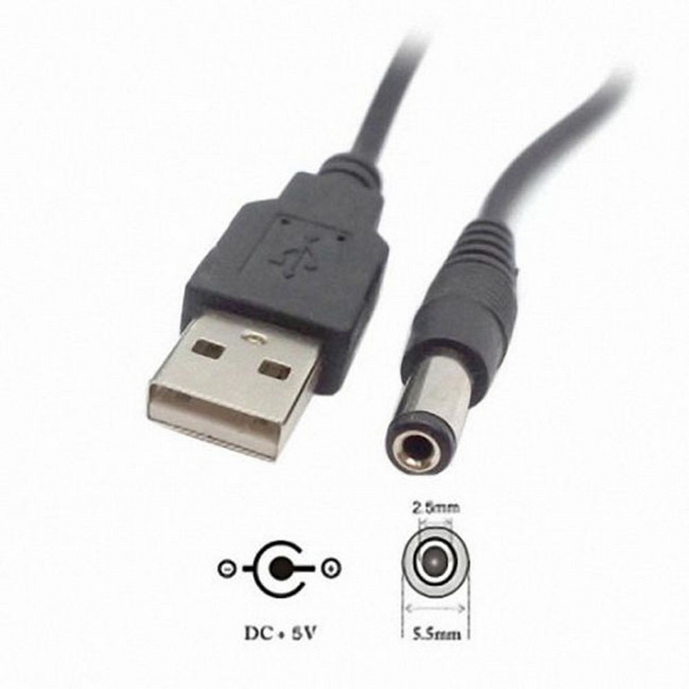 USB 2.0 A Type Male to 5.5 x 2.5mm DC 5V Power Plug Barrel Connector Charge Cable 100cm