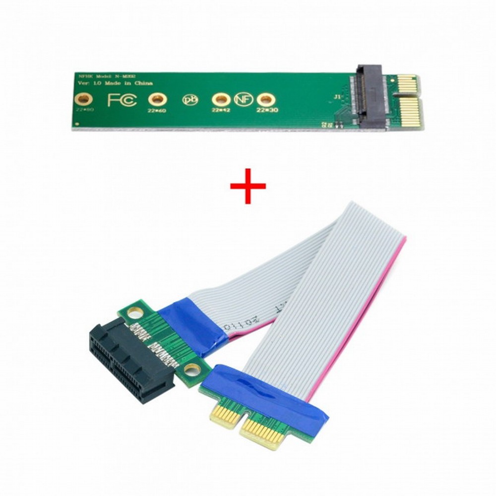 NGFF M-key NVME AHCI SSD to PCI-E 3.0 1x x1 Vertical Adapter with Cable Male to Female Extension
