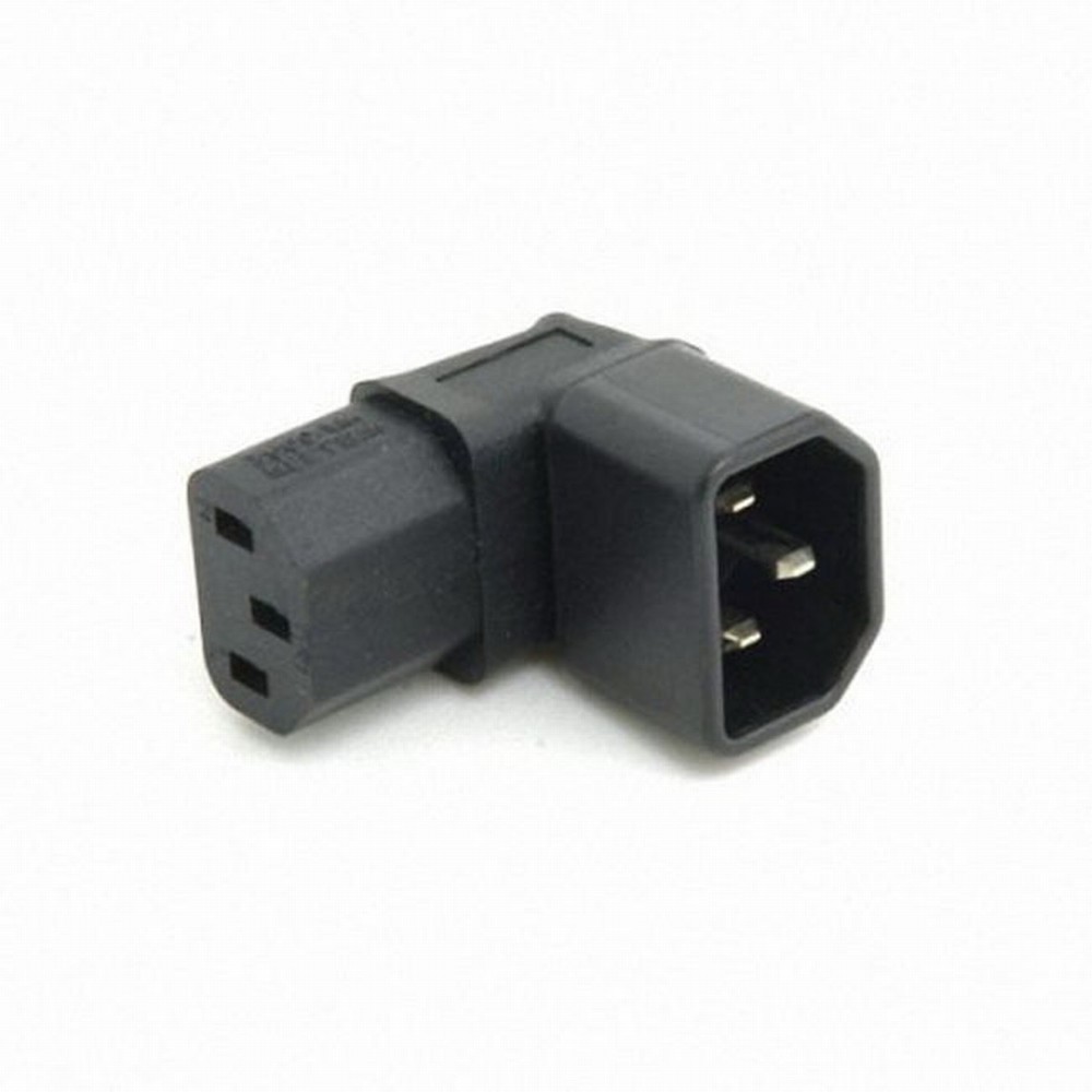 IEC Male C14 to Down Right Angled 90 Degree IEC Female C13 Power Extension Adapter