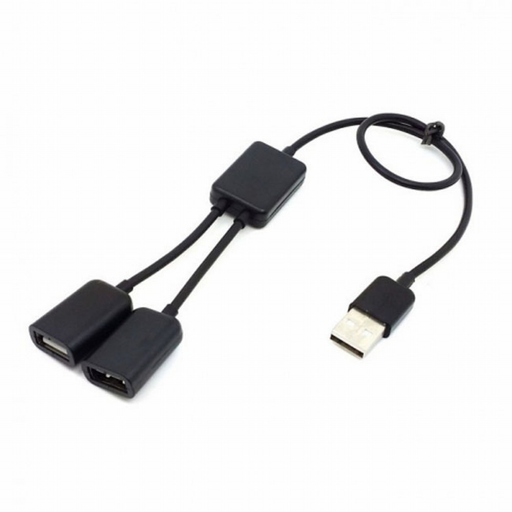 Black USB 2.0 Dual Ports Hub Cable Bus power For Laptop Mac Notebook PC & Mouse & Flash Disk