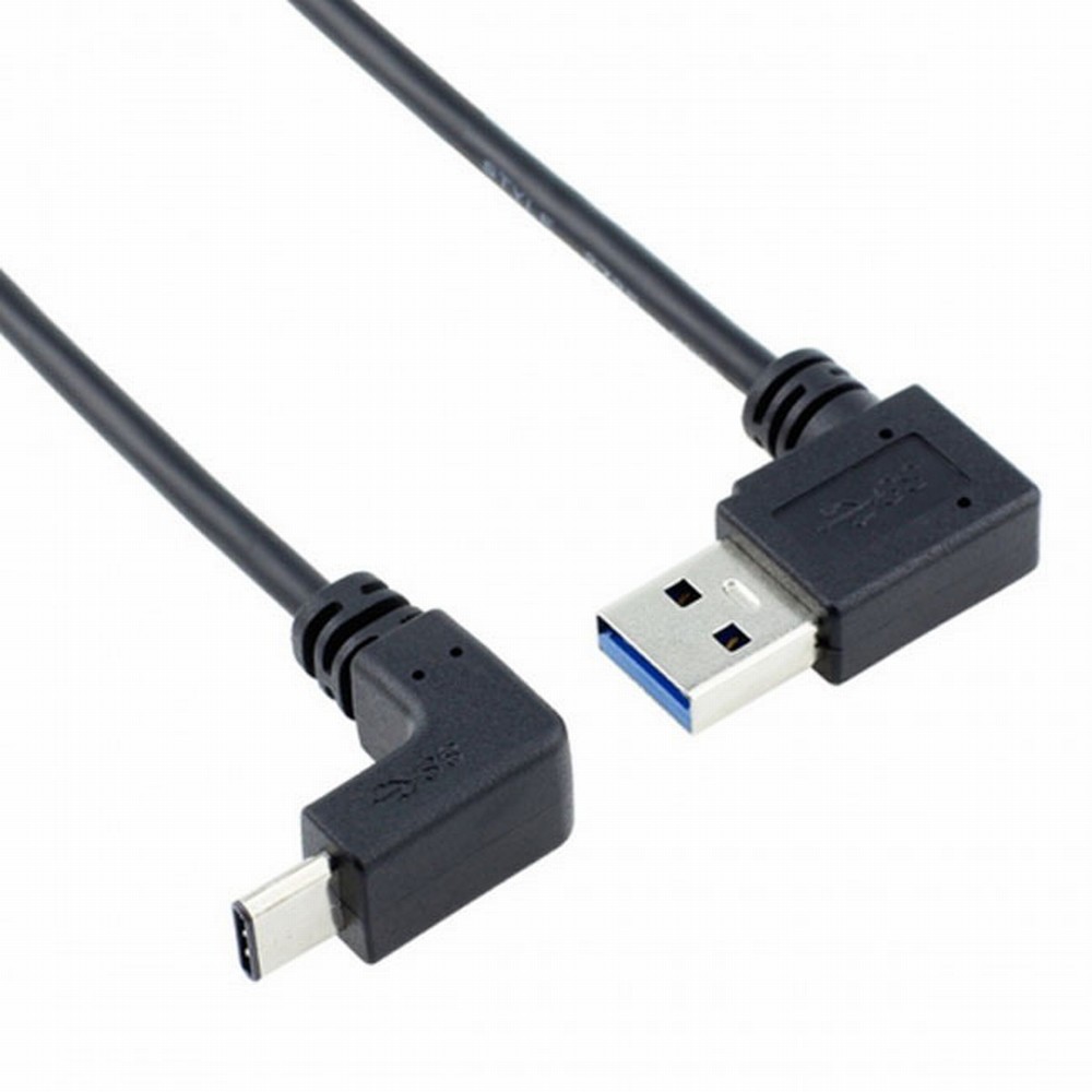 USB 3.1 USB-C Up & Down Angled to 90 Degree Right Angled A Male Data Cable for Macbook & Tablet & Phone