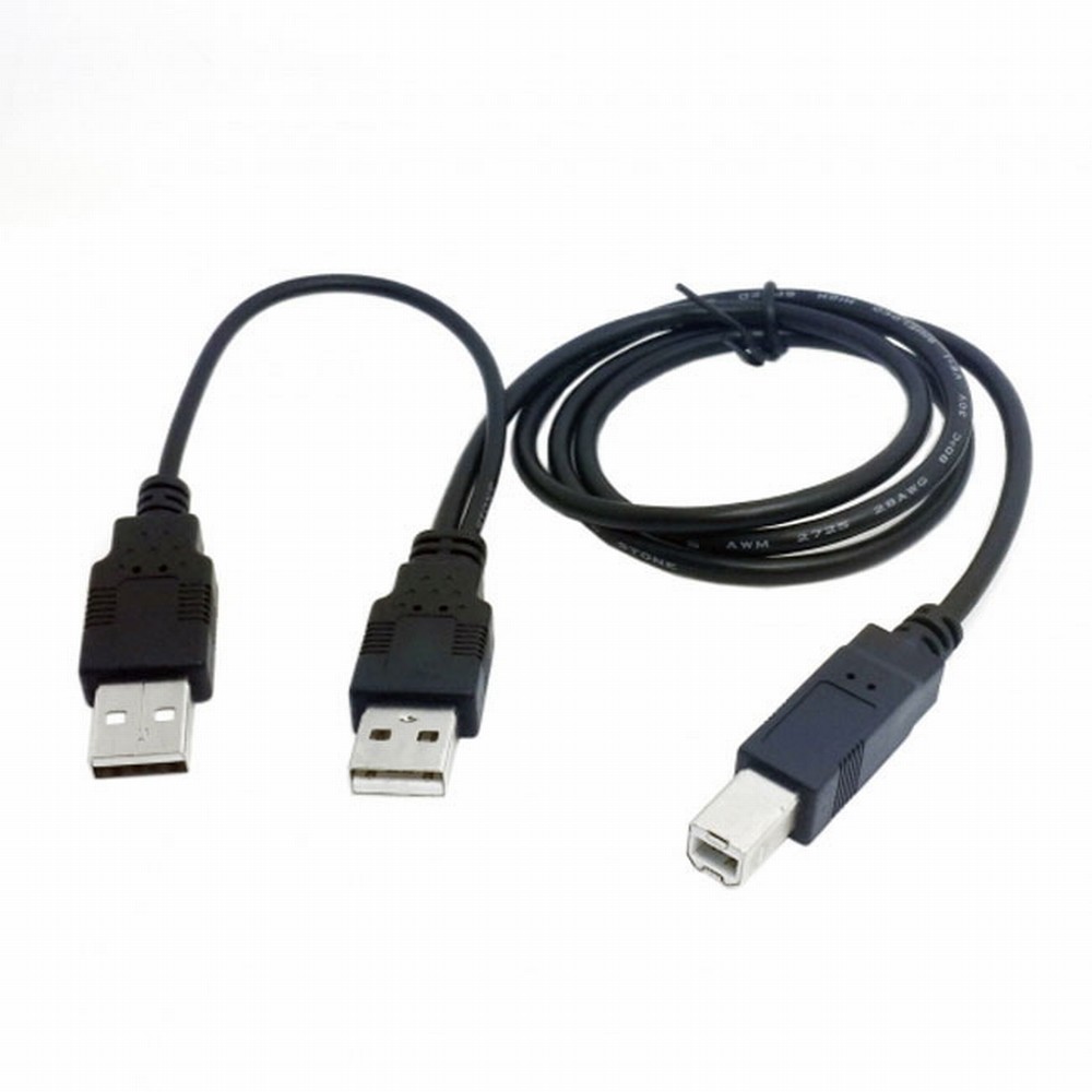 Dual USB 2.0 Male to Standard B Male Y Cable 80cm for Printer Scanner External Hard Disk Drive