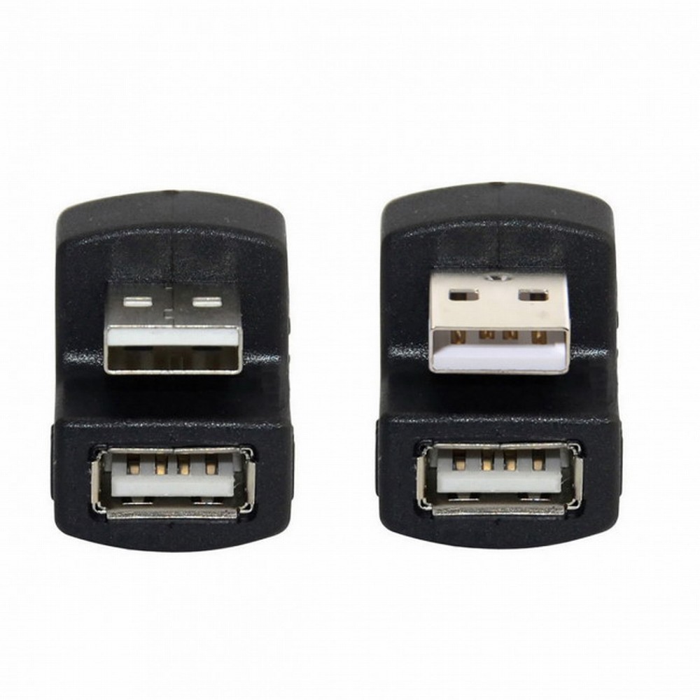 1 Set Up & Down Angled USB 2.0 Adapter A Male to Female Extension 180 Degree Black