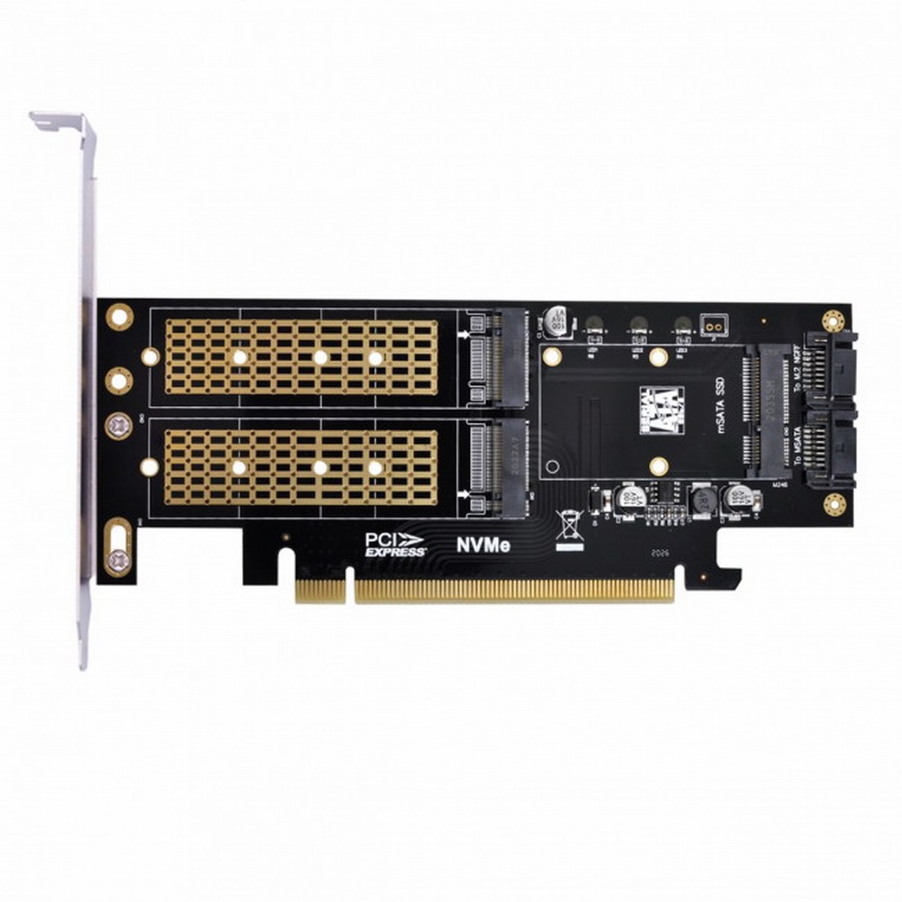 PCI Express PCI-E 3.0 & Dual SATA to NGFF NVME MSATA M-Key B/M-key SSD Card Adapter 3in1