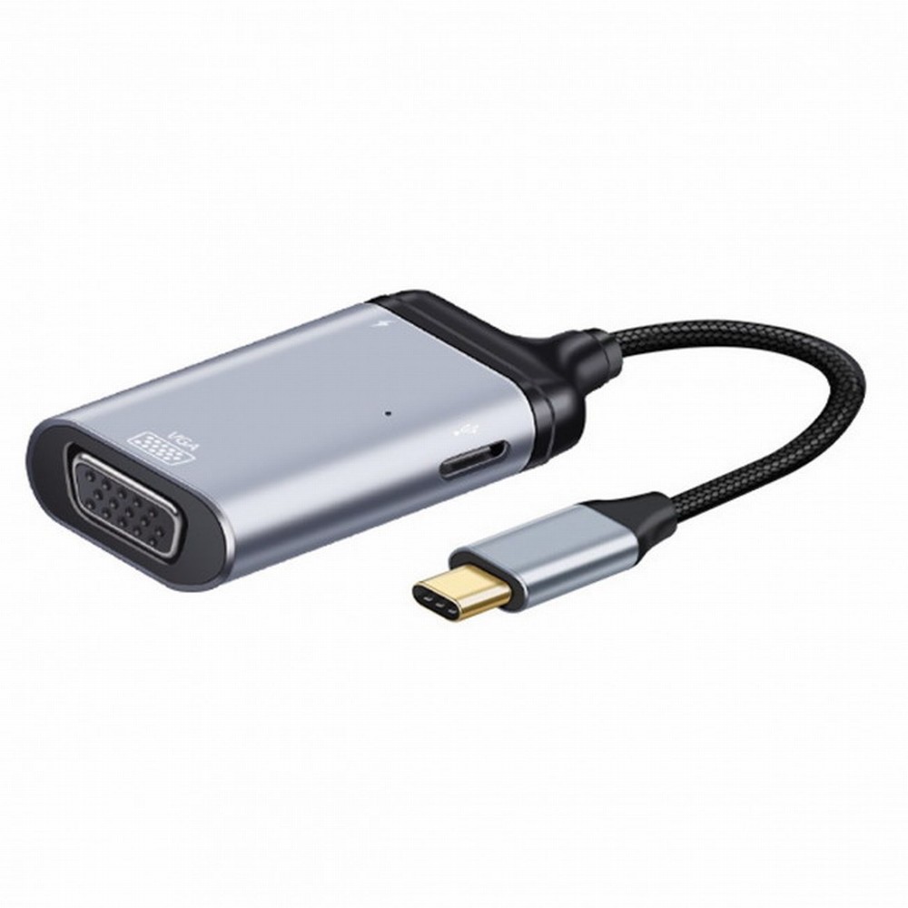 USB-C Type C to VGA RGB Converter HDTV Adapter 60hz 1080p with Female PD Power Port