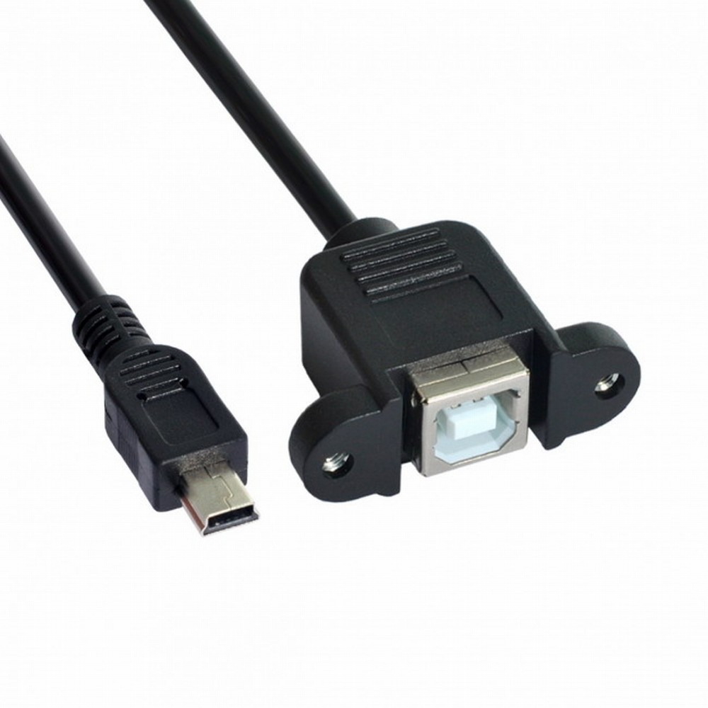 Mini USB 5pin Male to USB B Female Panel Mount Type Cable With Screws