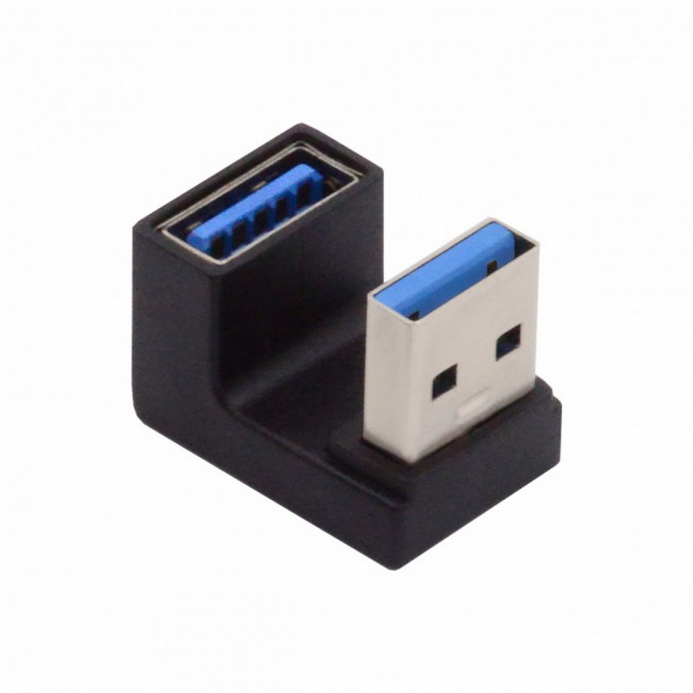 10Gbps USB3.0 Male to Female Extension Power Data Video Adapter Opposite U Shape Back Angled