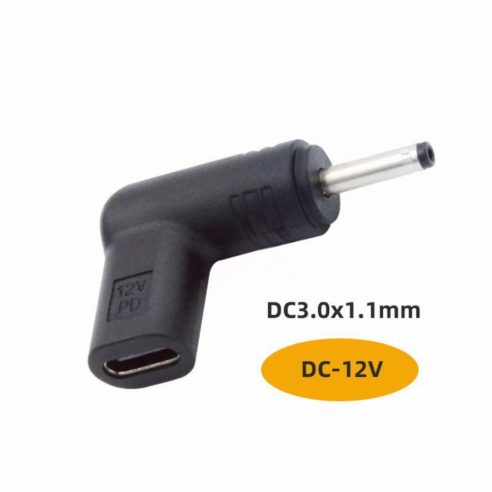 USB 3.1 Type C USB-C Female to DC 12V 3.0x1.1mm Plug Adapter PD Emulator Trigger 90 Degree Angled