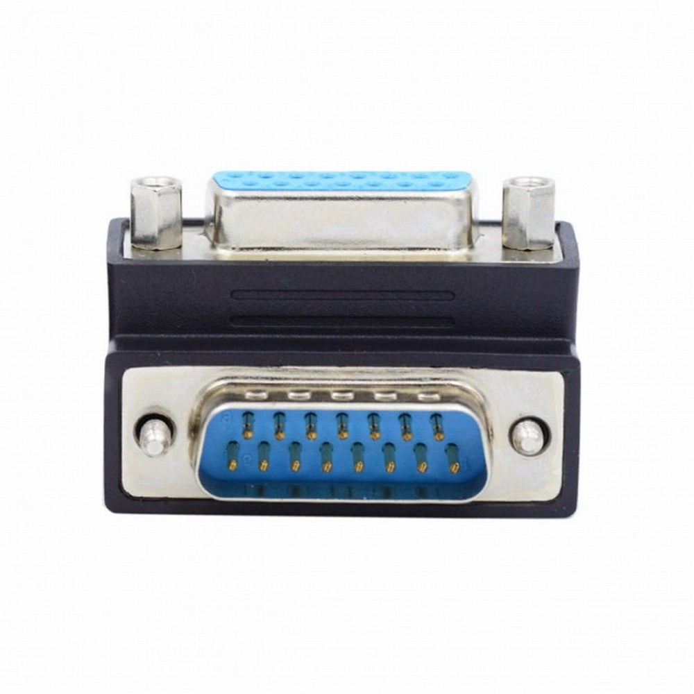 Down 90 Degree Angled DSUB D-subminiature 15pin Male to Female Extension Adapter DB Connector