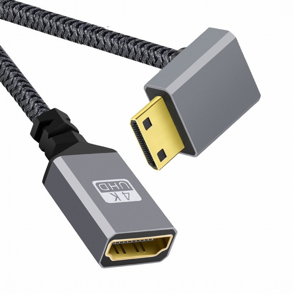 4K Type-C MINI HDMI 1.4 Male 90 Degree Down Angled to HDMI Female Extension Cable for DV MP4 Camera DC Laptop