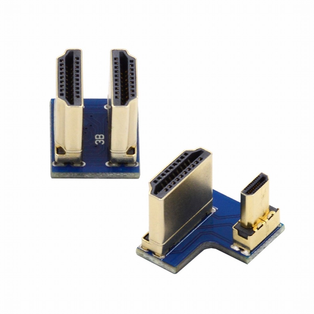 2pcs/set HDMI to Micro HDMI Type A to Type-D Male Connector Socket for Raspberry PI 3B/3B+/4B Opposite U Shape Back Angled
