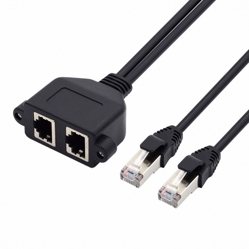Dual Ports UTP Cat6 Male to Female Lan Ethernet Network Extension Cable 8P8C FTP STP with Panel Mount Holes