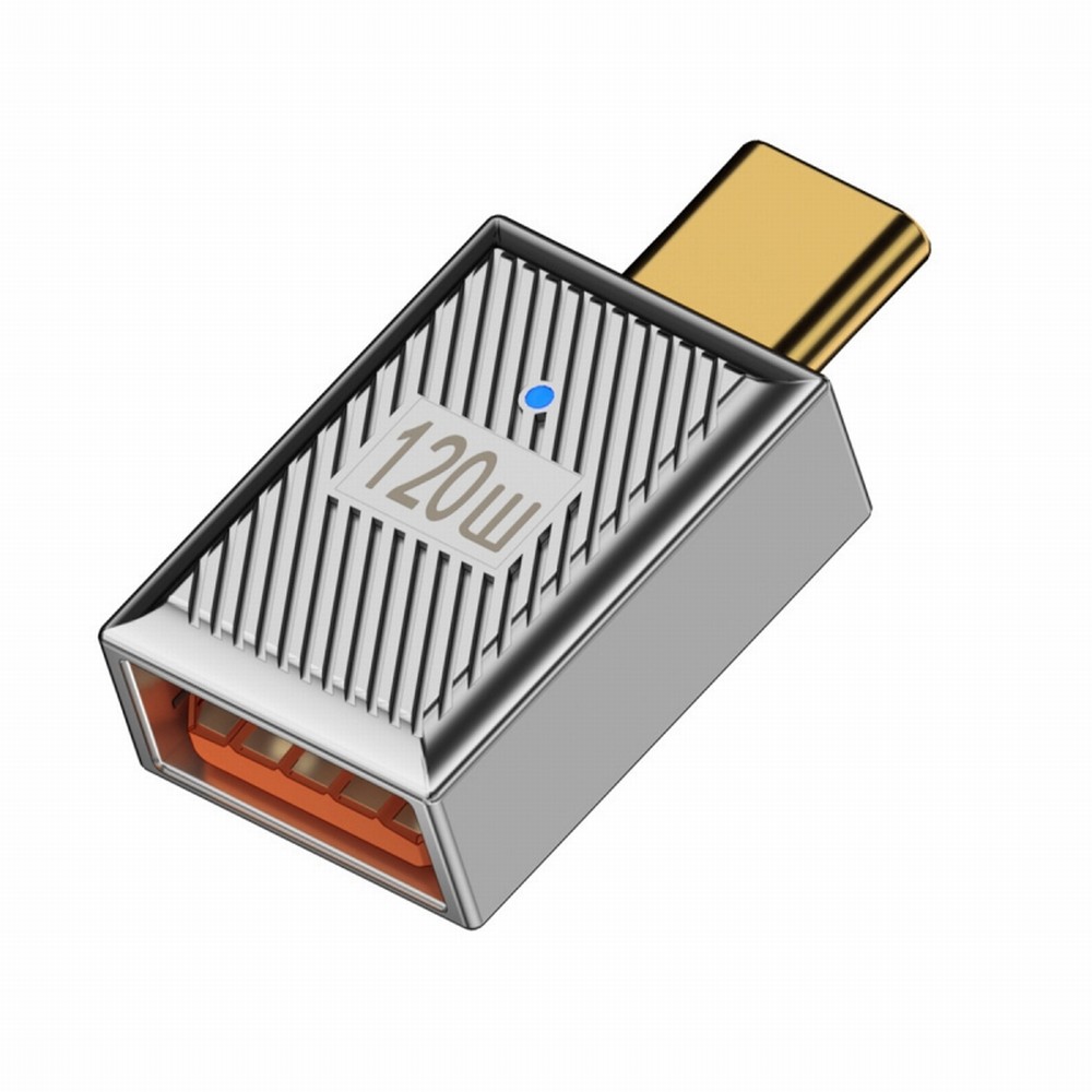 USB-C USB 3.1 Type C Male to USB 3.0 A Female 10Gbps OTG Data 120W Power Adapter Alloy Shell Mecha Cyberpunk Style