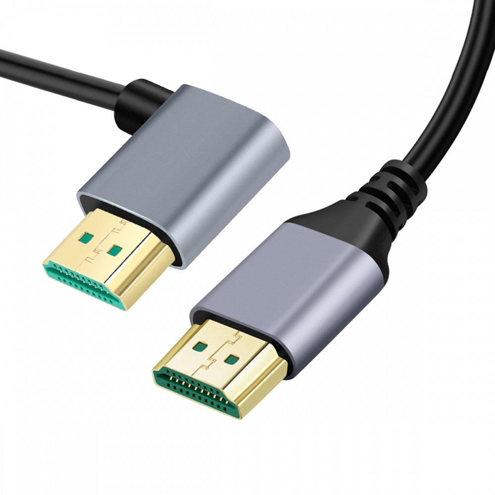 HDMI 2.1 Ultra Thin HDTV Cable 8K 4K Hyper Super Flexible Slim Cord Left Angled 90 Degree Type-A Male to Male for Computer HDTV