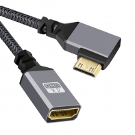 4K Type-C MINI HDMI 1.4 Male 90 Degree Left Angled to HDMI Female Extension Cable for DV MP4 Camera DC Laptop
